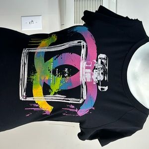 Custom-made, black, pink, yellow, white, green. Dress size 3X